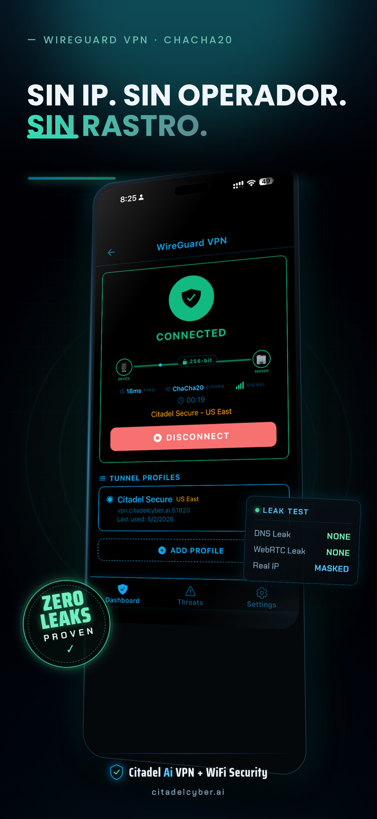 Cero registros — tu privacidad no es nuestro producto
